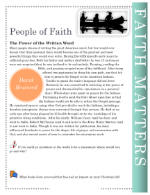 Faith
                          Matters David Brainerd