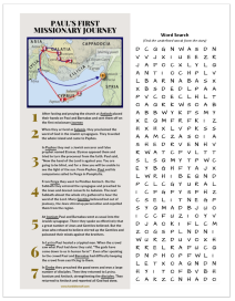 Pauls First Missionary Journey One Page Lesson Activity Worksheet